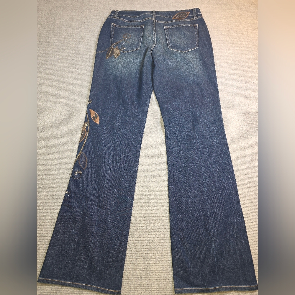Coldwater Creek Blue Boot Cut Jeans with Gold Embroidery & Sequins - Picture 15 of 16